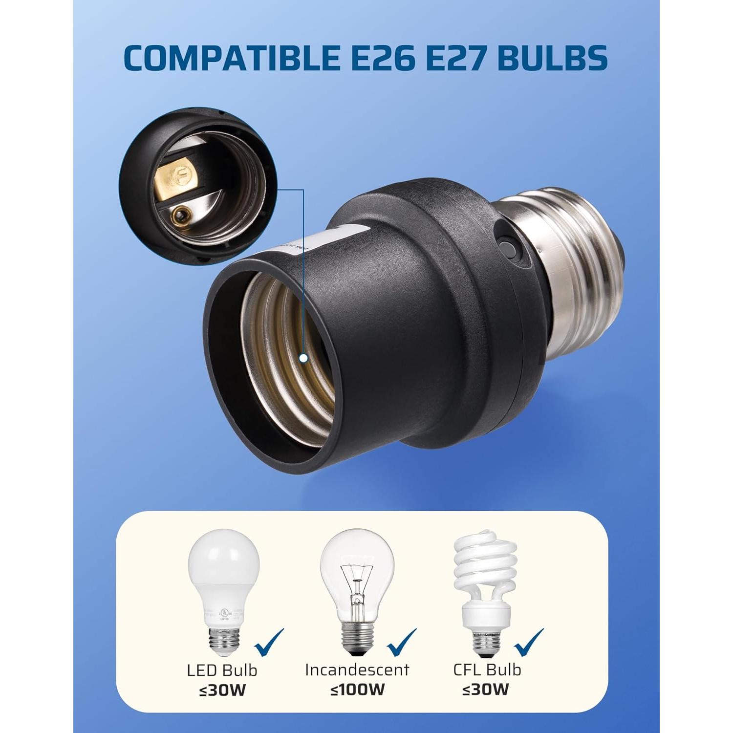 Enchufe con Sensor de Luz DEWENWILS E26/E27 Paquete de 4