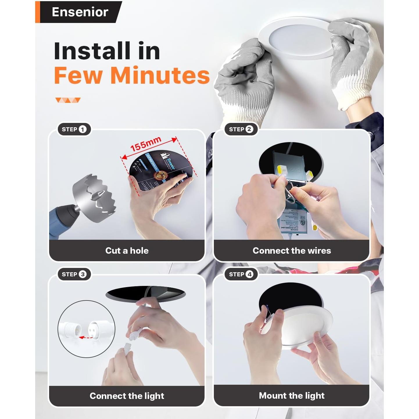 Paquete de 24 Luces Empotradas LED Ensenior 12W 6000K