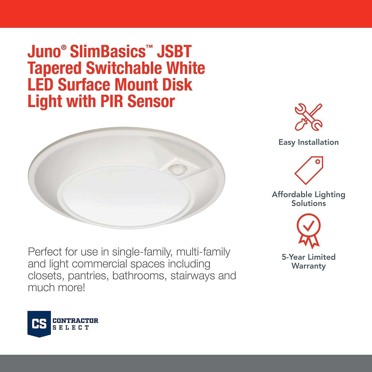 Downlight LED Juno SlimBasics 15.24 cm con Sensor PIR Blanco