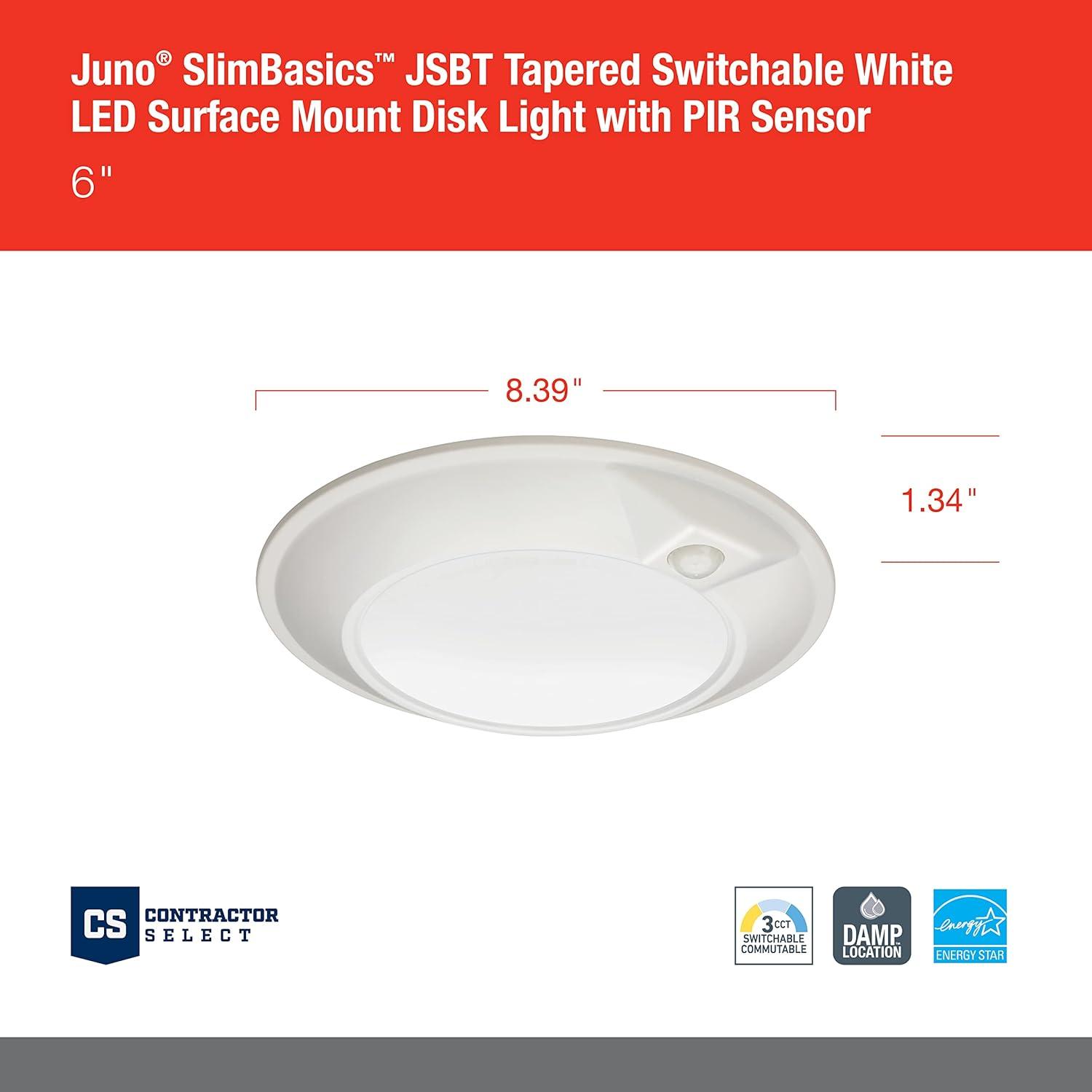 Downlight LED Juno SlimBasics 15.24 cm con Sensor PIR Blanco