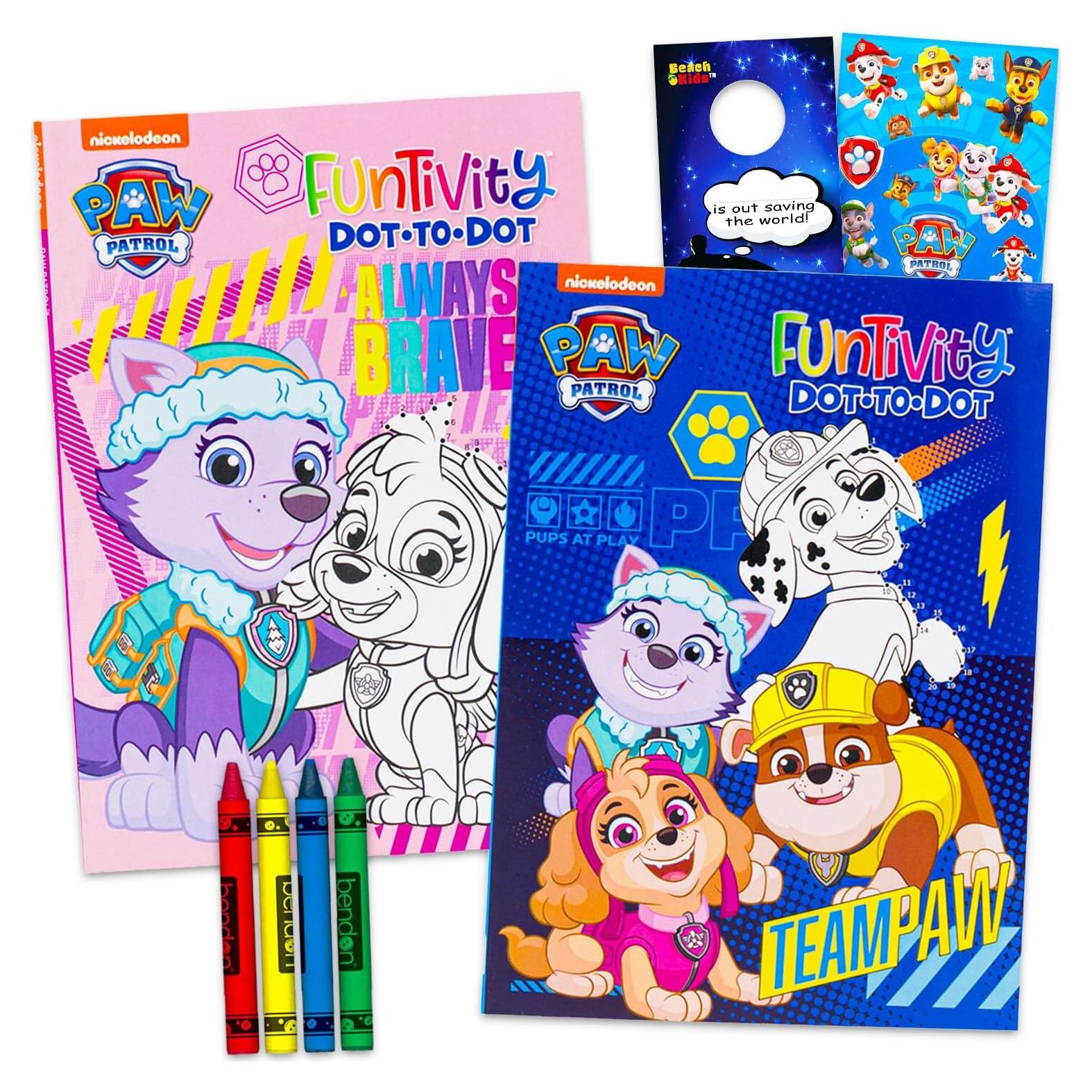 Paw Patrol Dot to Dot Coloring Book Set - Bundle with 2 Paw Patrol Connect The Dot Coloring Books Plus Stickers, Crayons, More | Paw Patrol Activity Book Pack