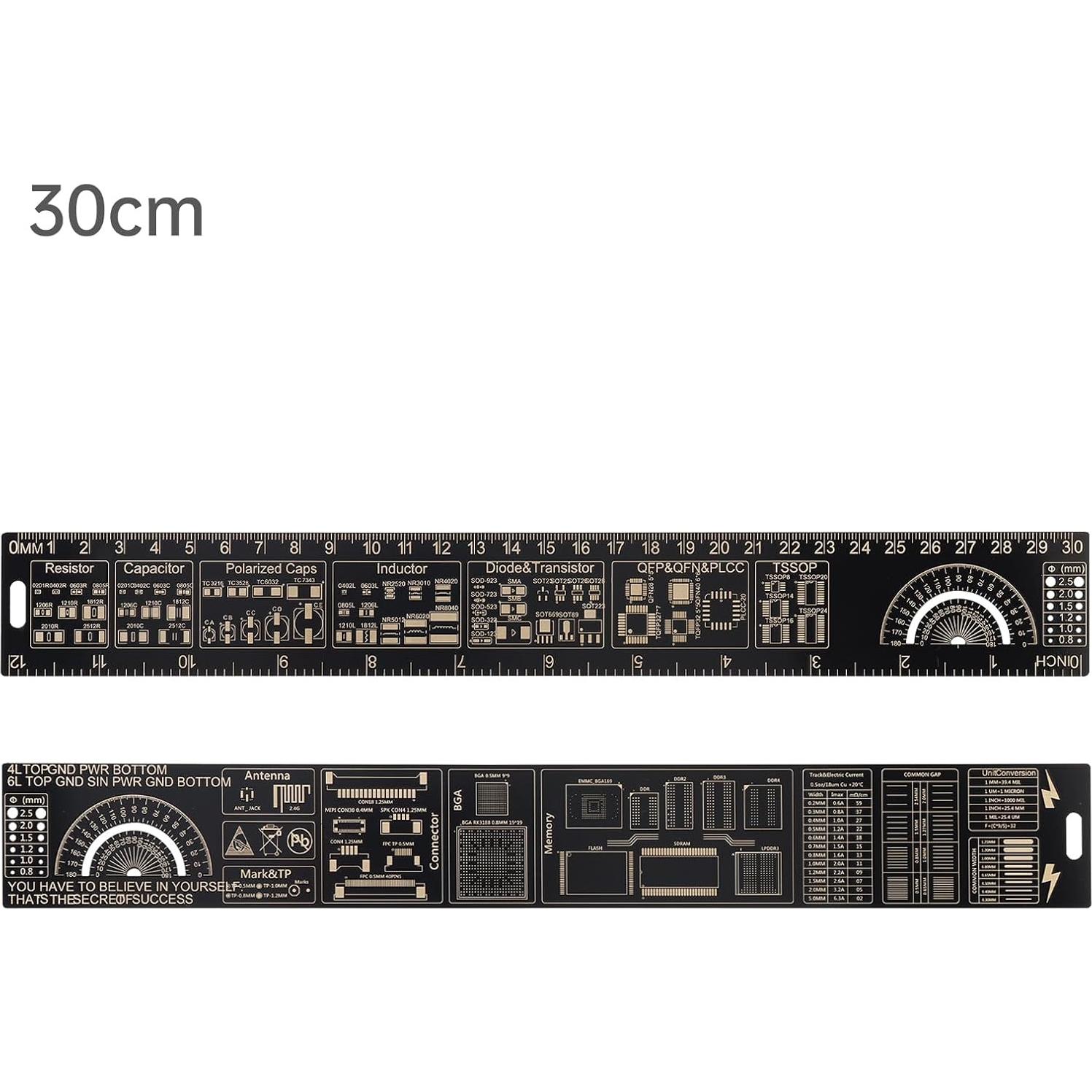 Regla Multifuncional de PCB 4PCS 15-30cm Smgda Fibra de Vidrio