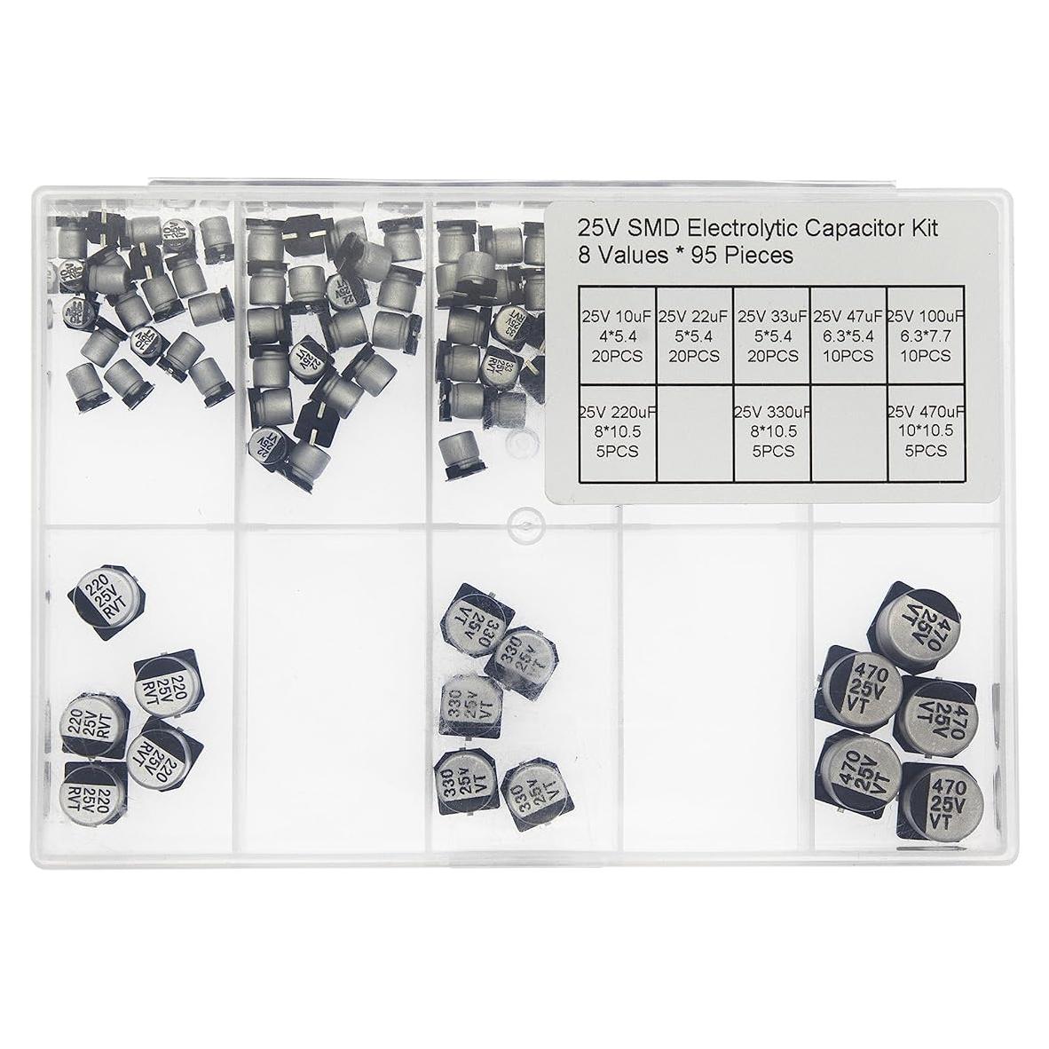 Kit de Capacitores Electrolíticos SMD HUABAN 25V 95 Piezas
