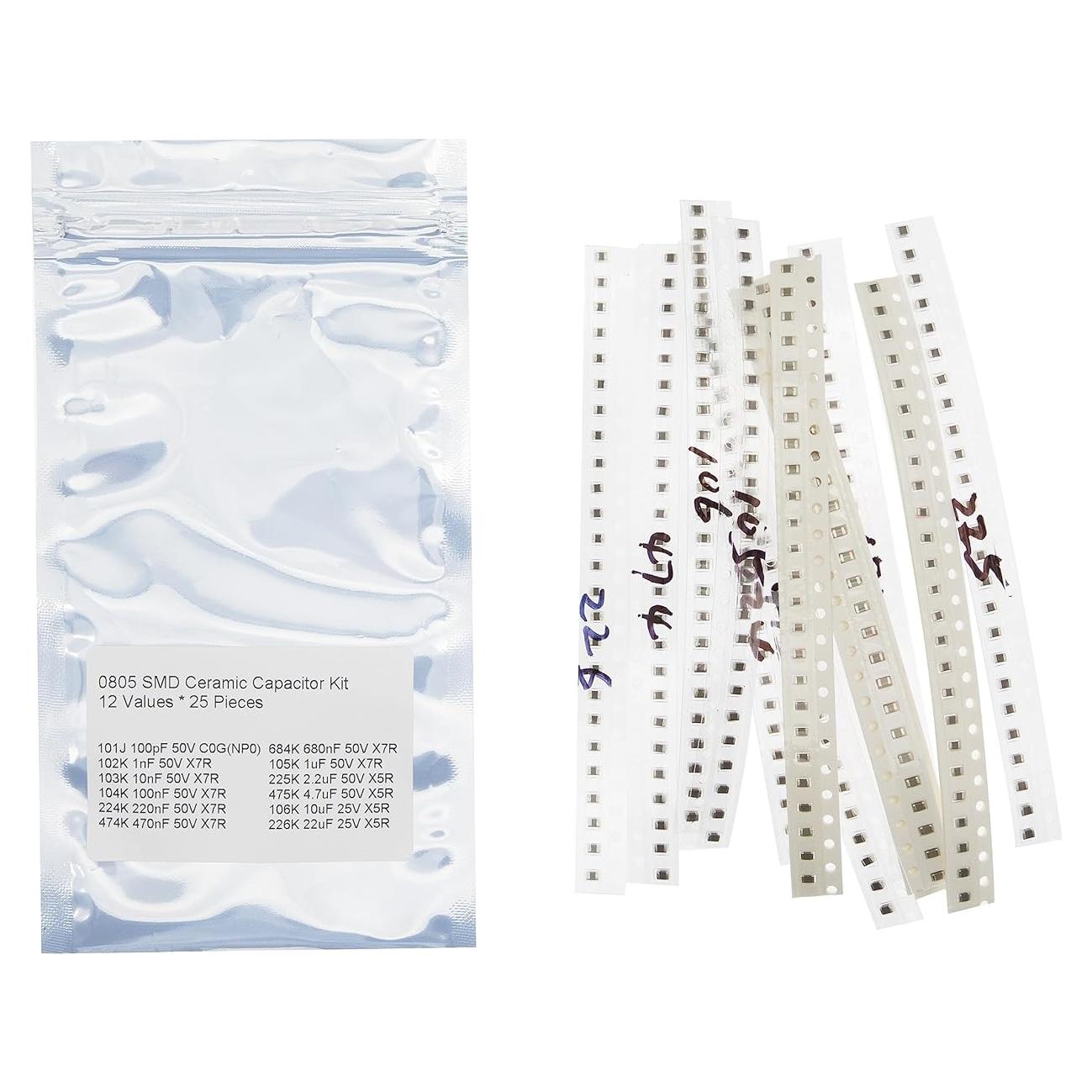 Kit de Capacitores Cerámicos SMD 0805 12 Valores 25 Piezas
