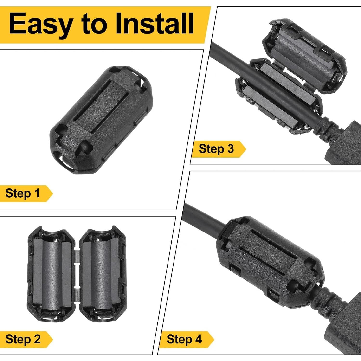 Núcleo de Anillo de Ferrita Clip-on MECCANIXITY 40 Pcs 3.5-13mm