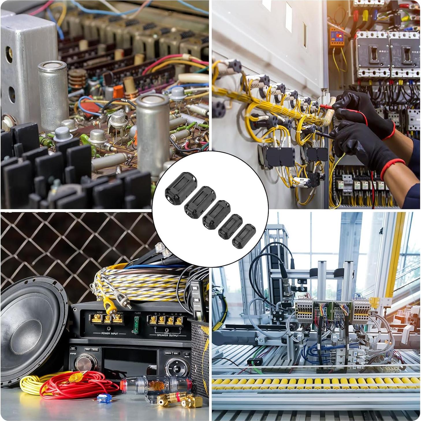 Núcleo de Anillo de Ferrita Clip-on MECCANIXITY 40 Pcs 3.5-13mm