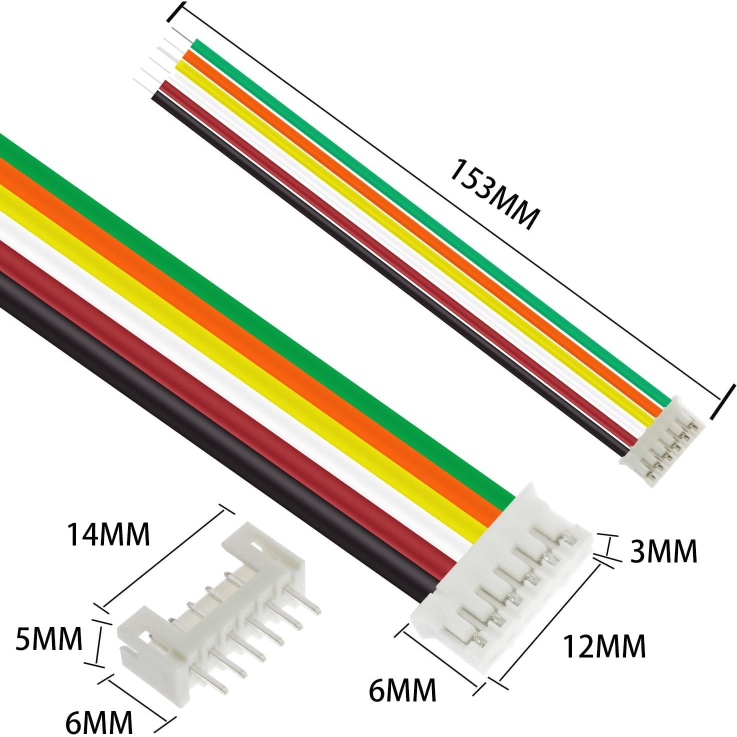 Kit 80 Pcs Conectores JST PH 2.0 6 Pines con Cable 15cm