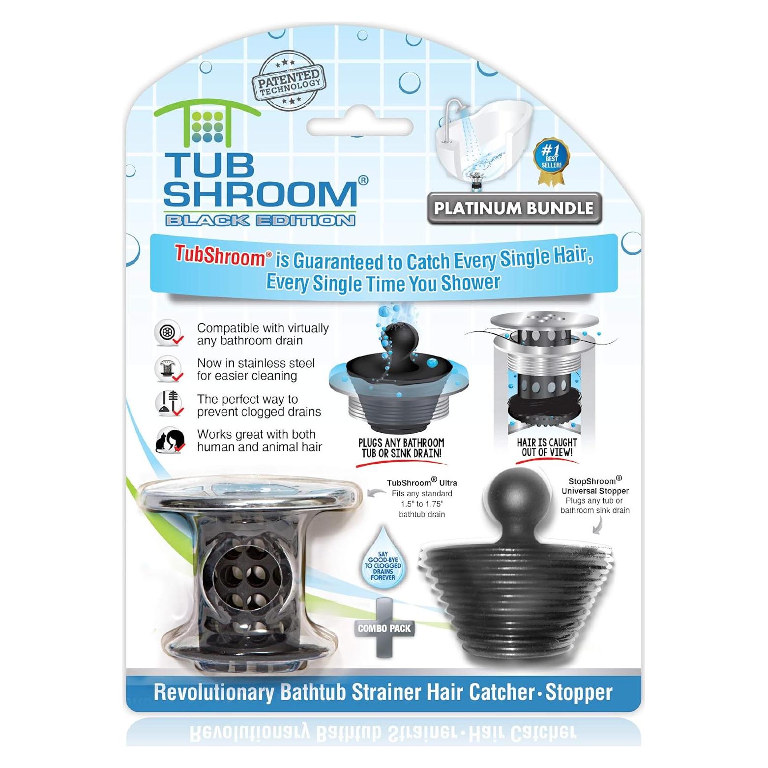 Capturador de Cabello TubShroom + Tapón Silicona 3.81 cm
