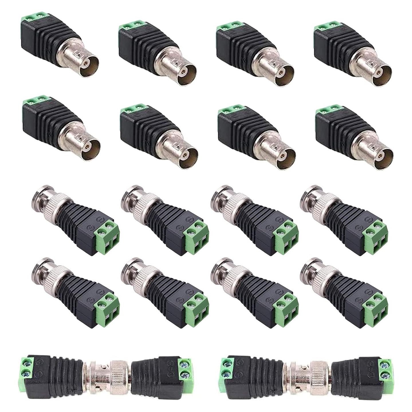 Adaptador BNC a Cat5e Sin Soldadura 10 Macho 10 Hembra CCTV