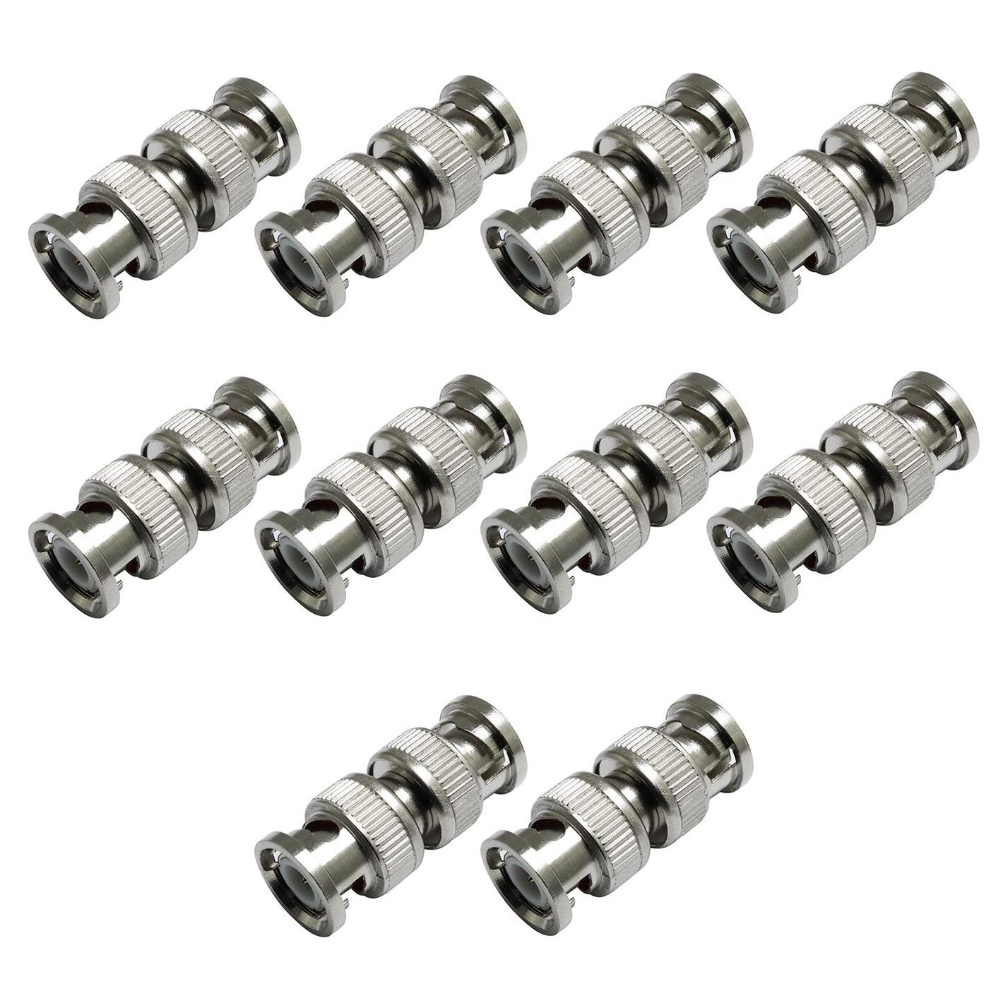 10 Adaptadores Coaxiales BNC Macho a Macho RuiLing para CCTV