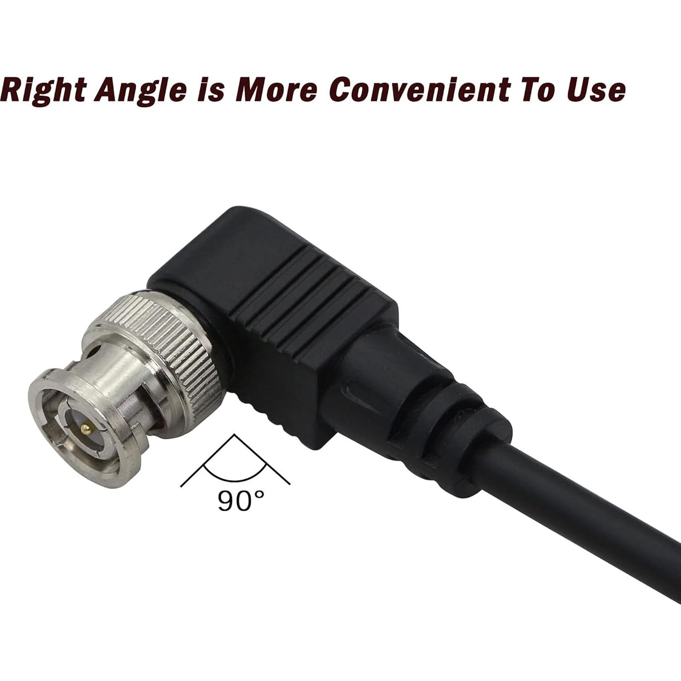 Cable Coaxial BNC a RCA 75 Ohm 35cm YOUCHENG Ángulo Recto