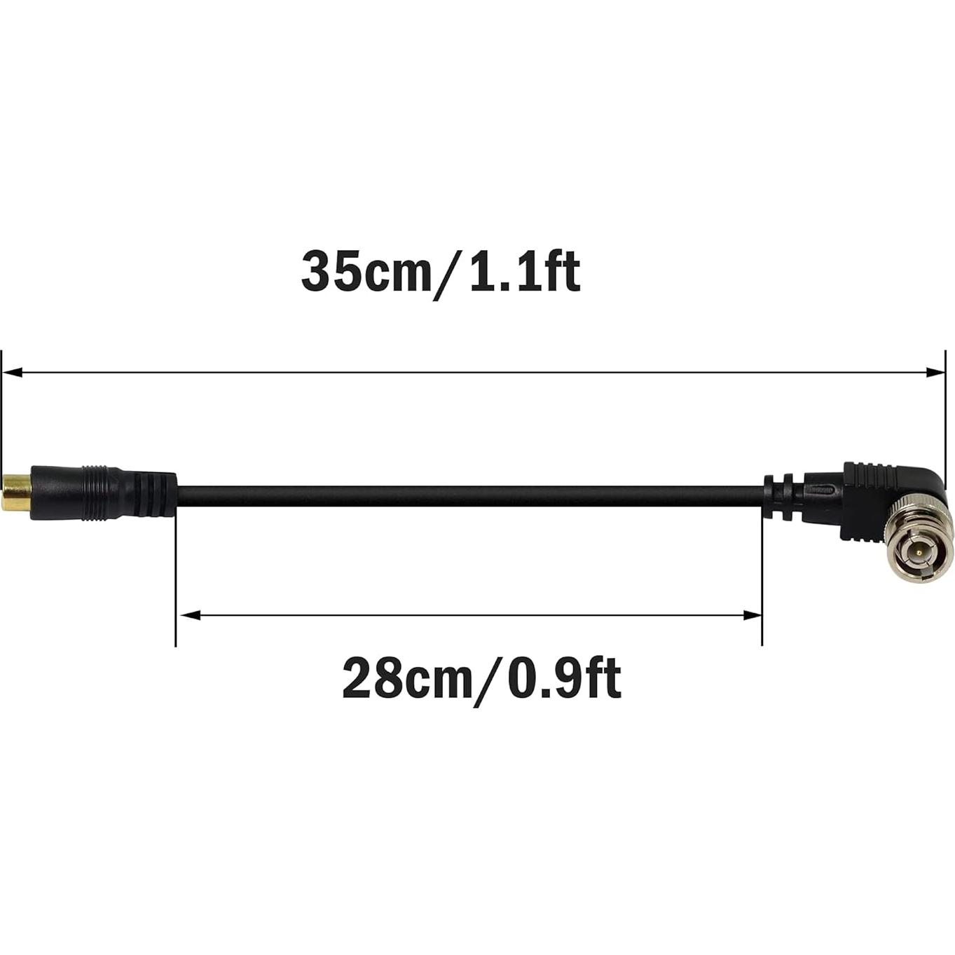 Cable Coaxial BNC a RCA 75 Ohm 35cm YOUCHENG Ángulo Recto