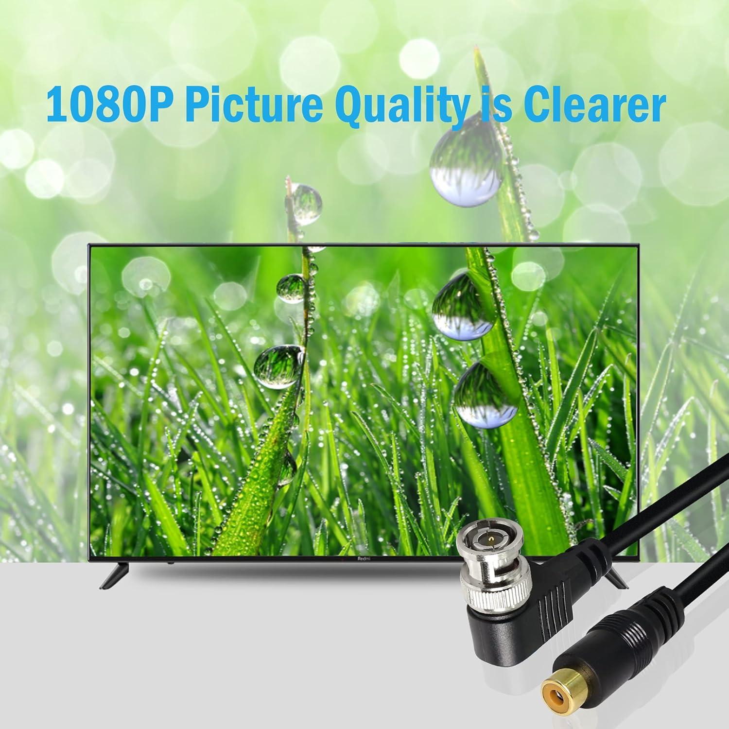 Cable Coaxial BNC a RCA 75 Ohm 35cm YOUCHENG Ángulo Recto