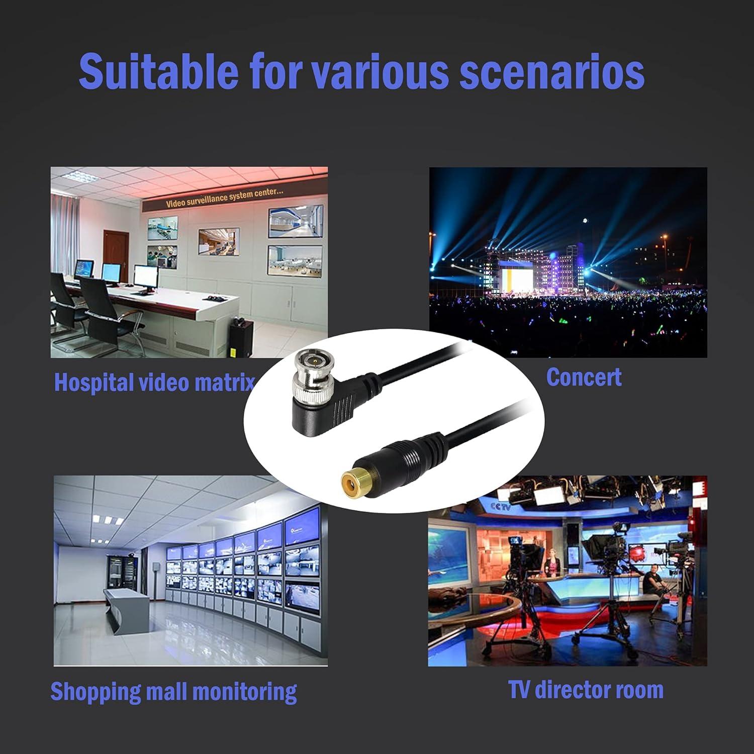 Cable Coaxial BNC a RCA 75 Ohm 35cm YOUCHENG Ángulo Recto