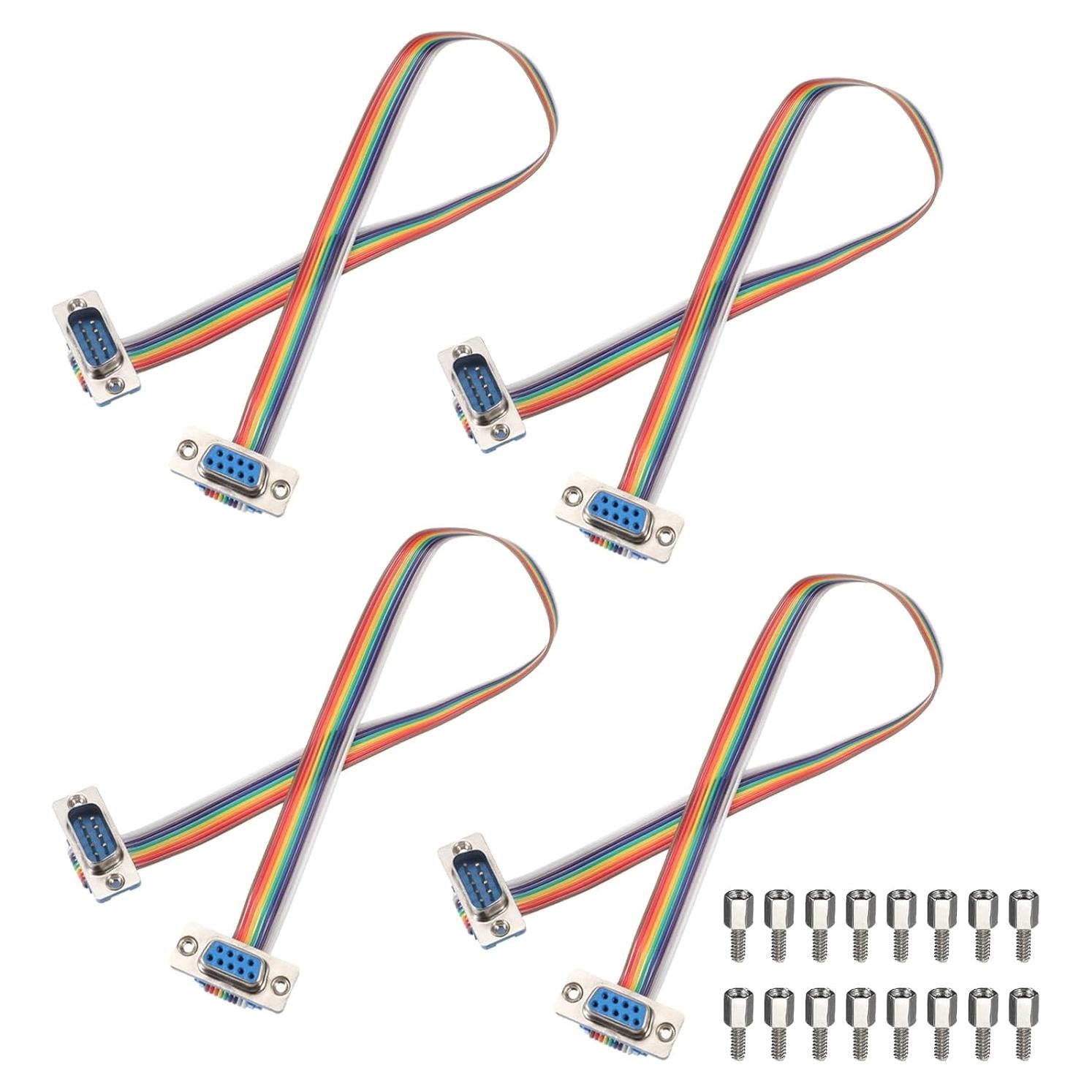 Cable de Cinta IDC Arcoíris 4 Pcs DB9 Macho a Hembra 30 cm