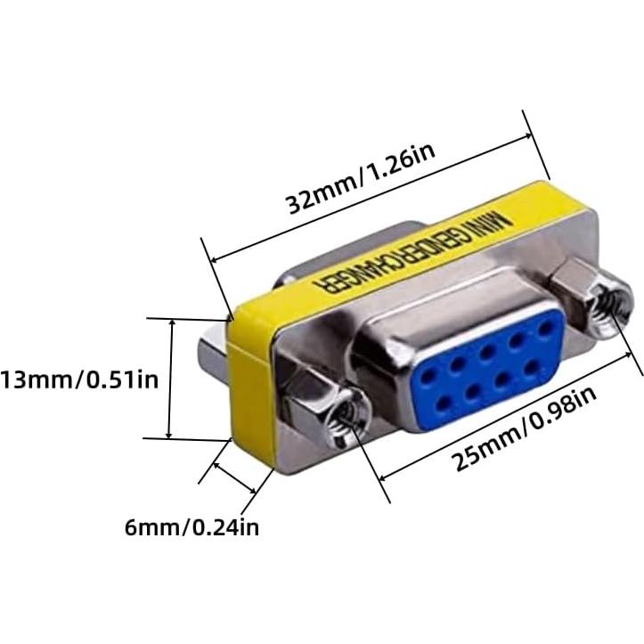 Paquete de 2 adaptadores DB9 hembra a hembra RS232 LuoQiuFa