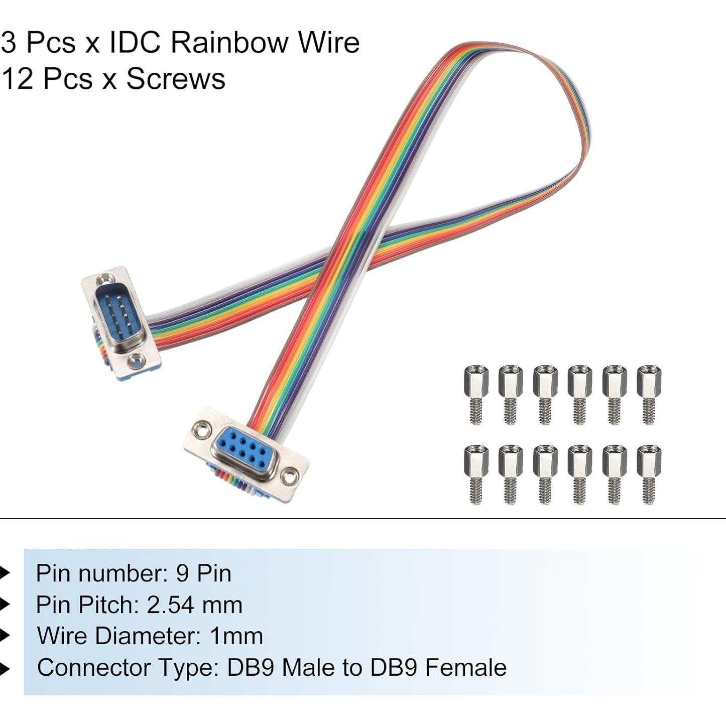 Cable de Cinta IDC 3 Pcs MECCANIXITY DB9 Macho a Hembra 30 cm