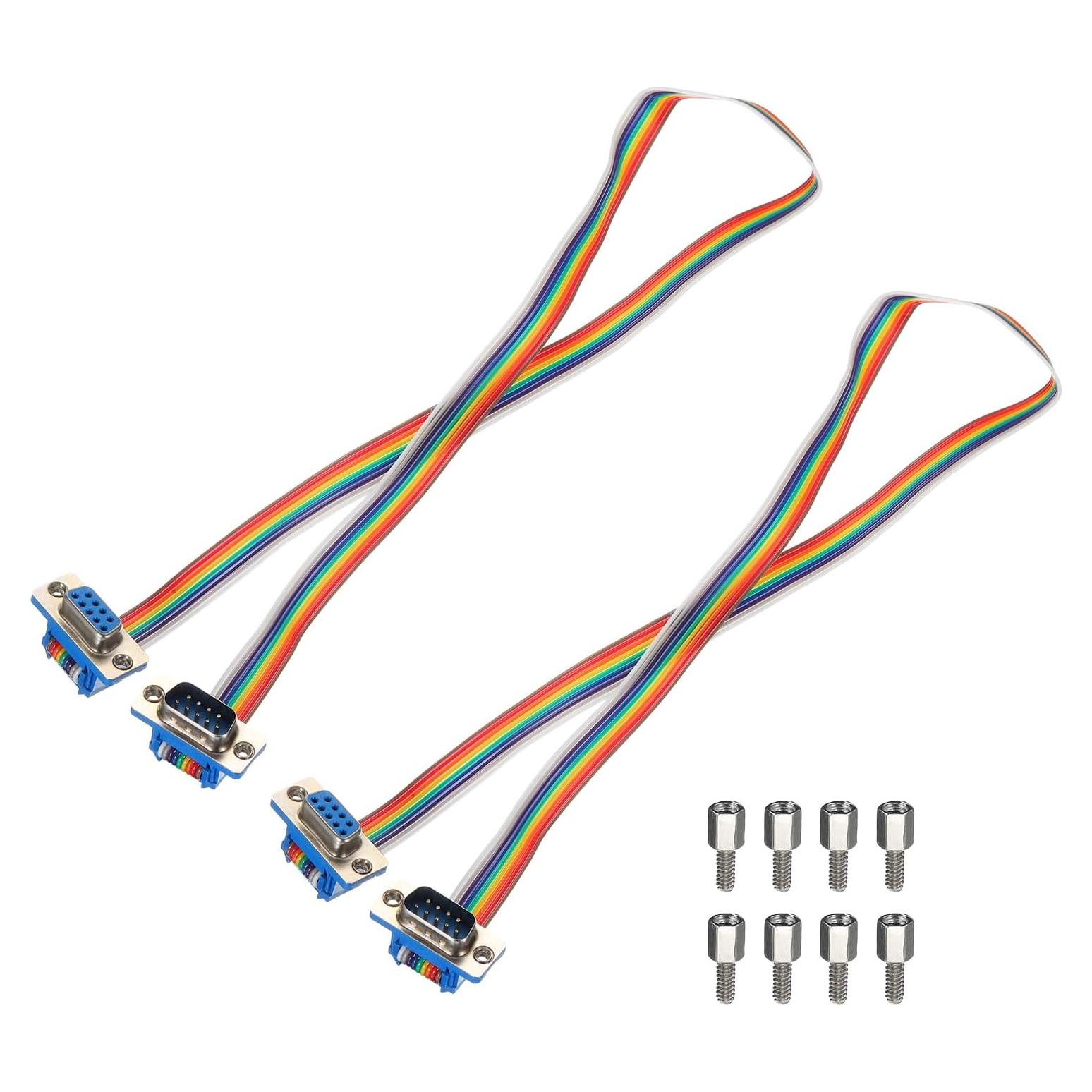 Cable de Cinta IDC Arcoíris 2 Pcs DB9 Macho a Hembra 50 cm