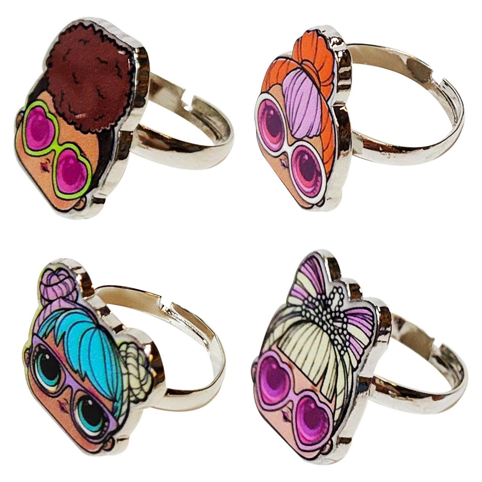 Conjunto de 4 Anillos Ajustables LUV HER para Niñas