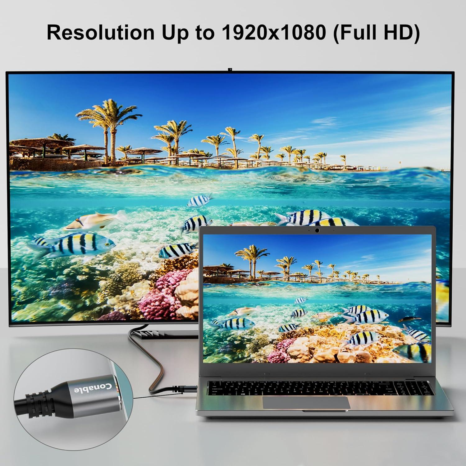 Cable HDMI a VGA Conable 10 pies, Macho a Macho, Full HD