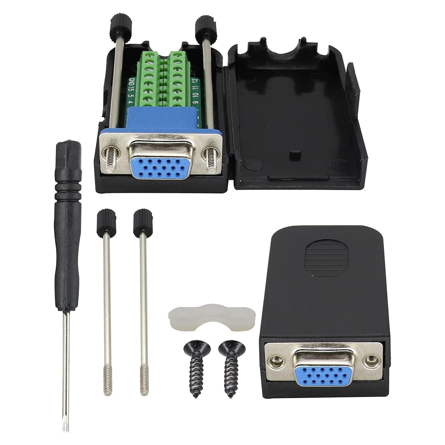Adaptador VGA hembra DB15 a terminal de tornillo 2 paquetes