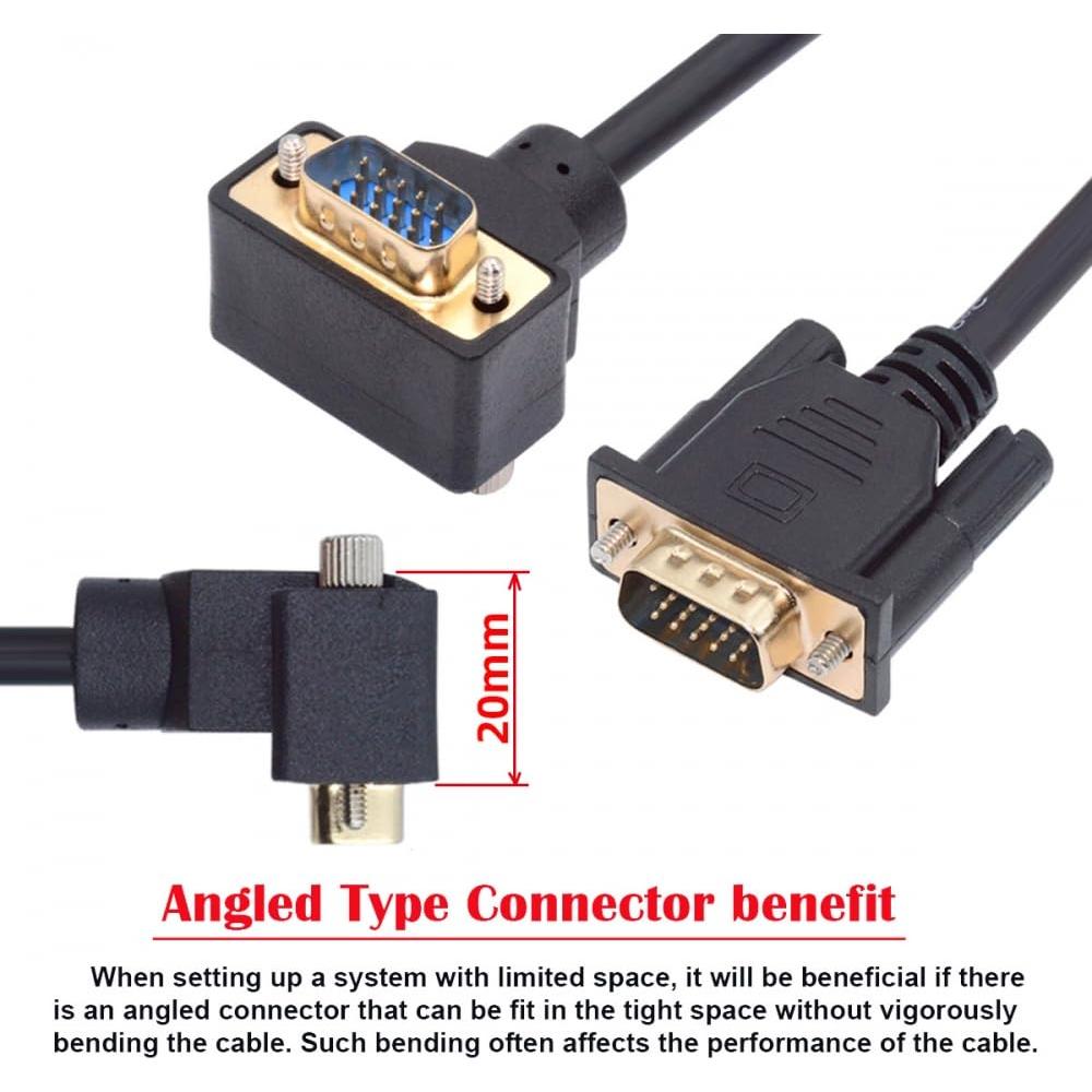 Cable VGA RGB Macho a Macho 1.0m 90 Grados CY para Monitor