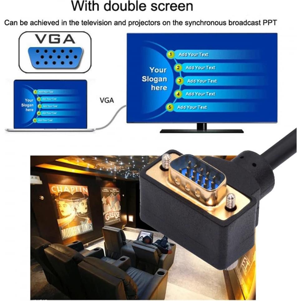 Cable VGA RGB Macho a Macho 1.0m 90 Grados CY para Monitor