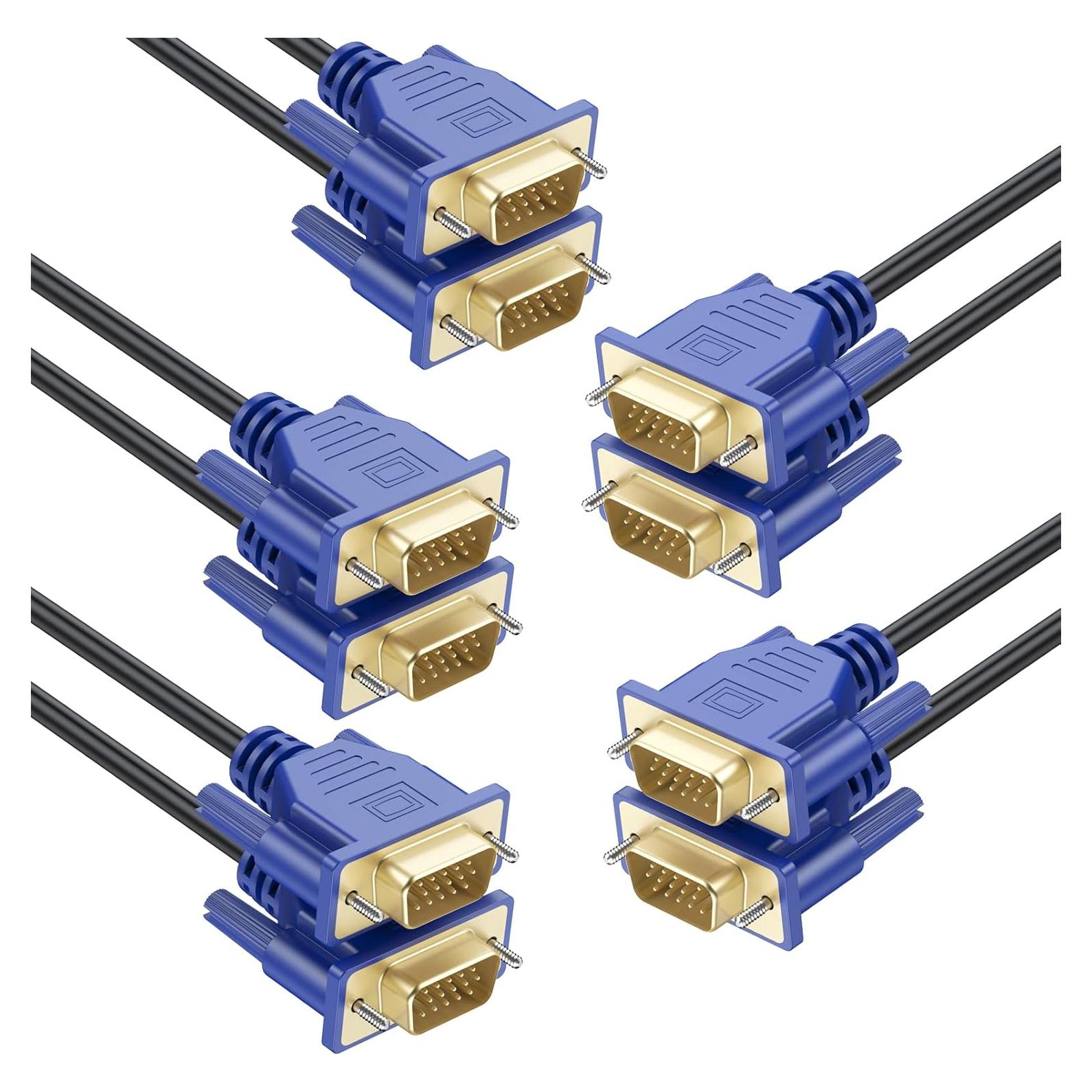 Cable VGA a VGA 1.83m UVOOI 5-Pack HD15 para Computadora