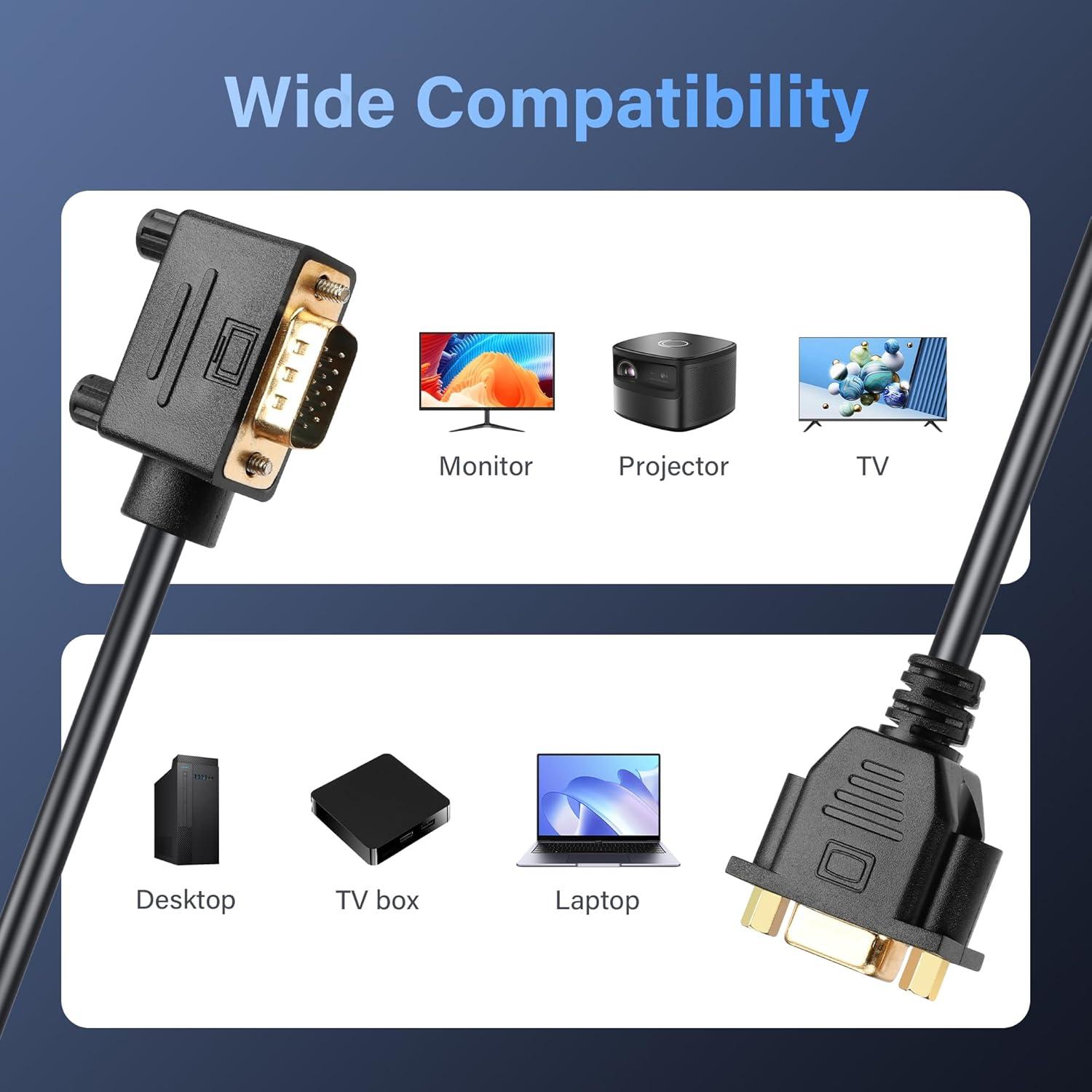 Cable VGA Extensión 90 Grados PNGKNYOCN 0.5M Full HD 1080P