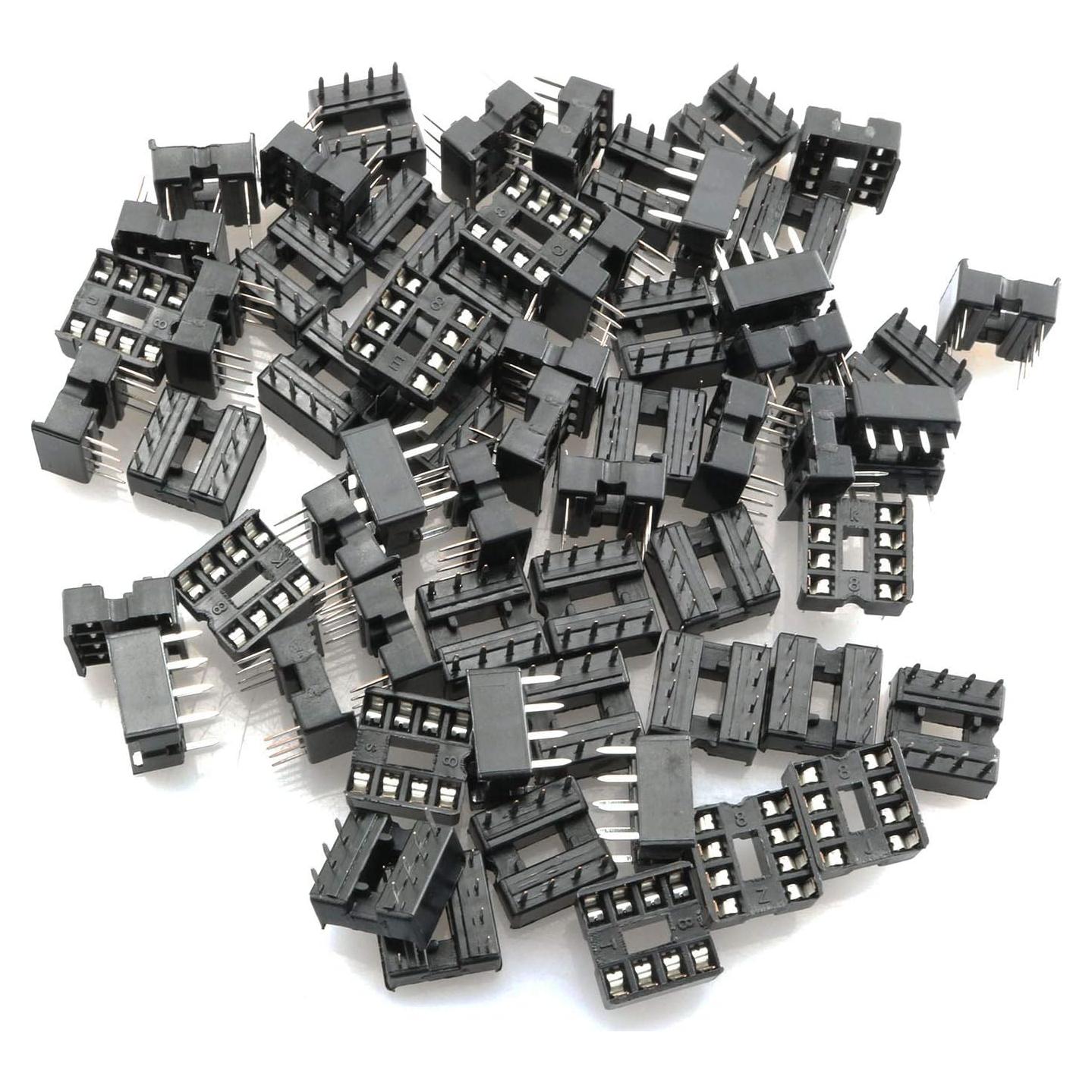Zócalo IC DIP 8 Pines Tegg 60 PCS Soldadura Negro
