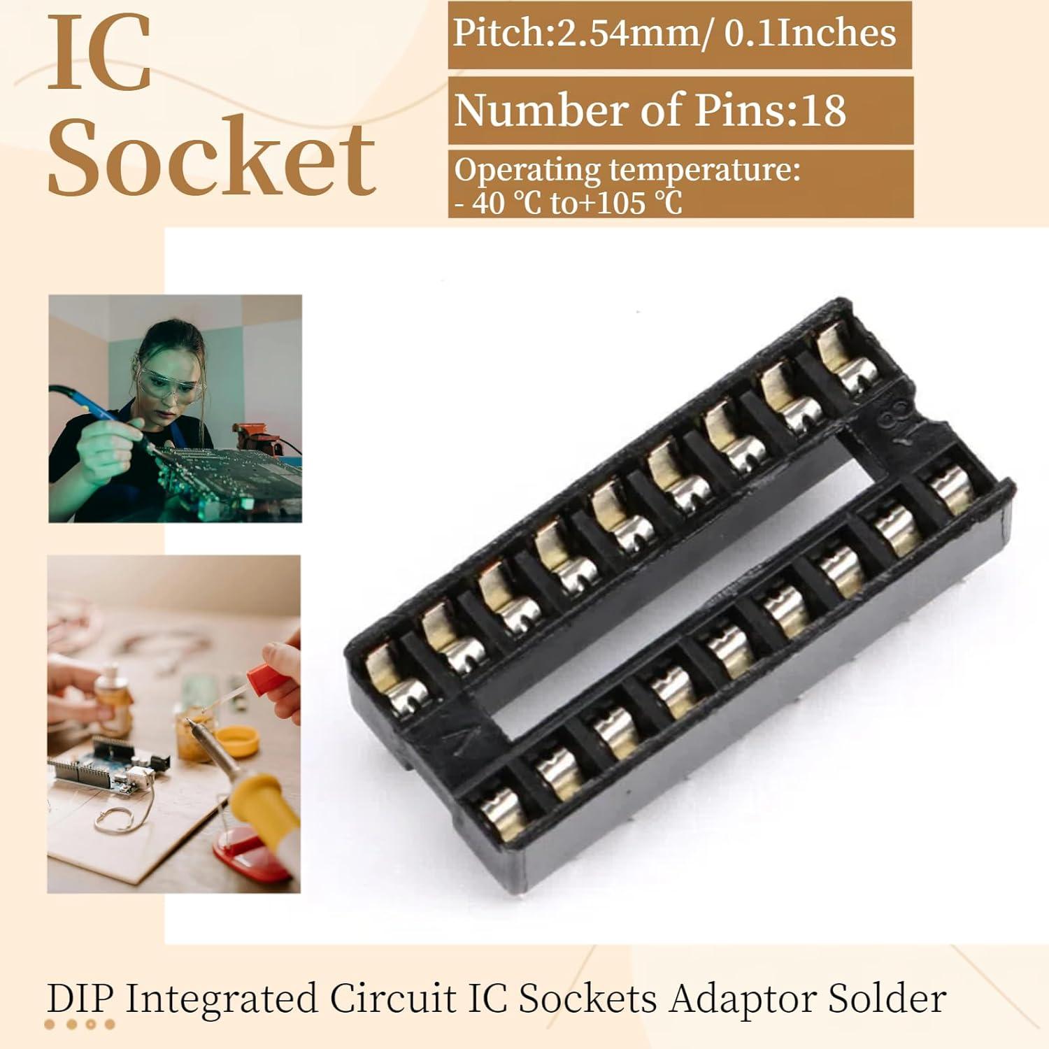 10 Pcs Zócalo DIP 18 Patas JESSINIE 2.54mm IC Circuito