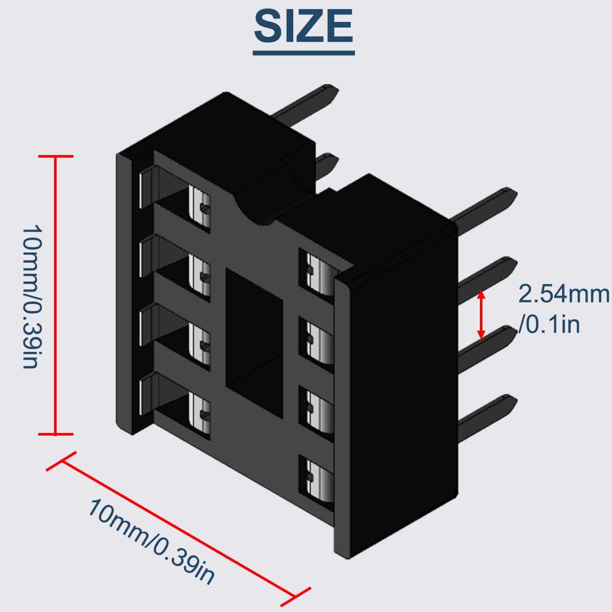 50 Adaptadores Zócalo IC 8 Pines DAOKAI 2.54mm para PCB