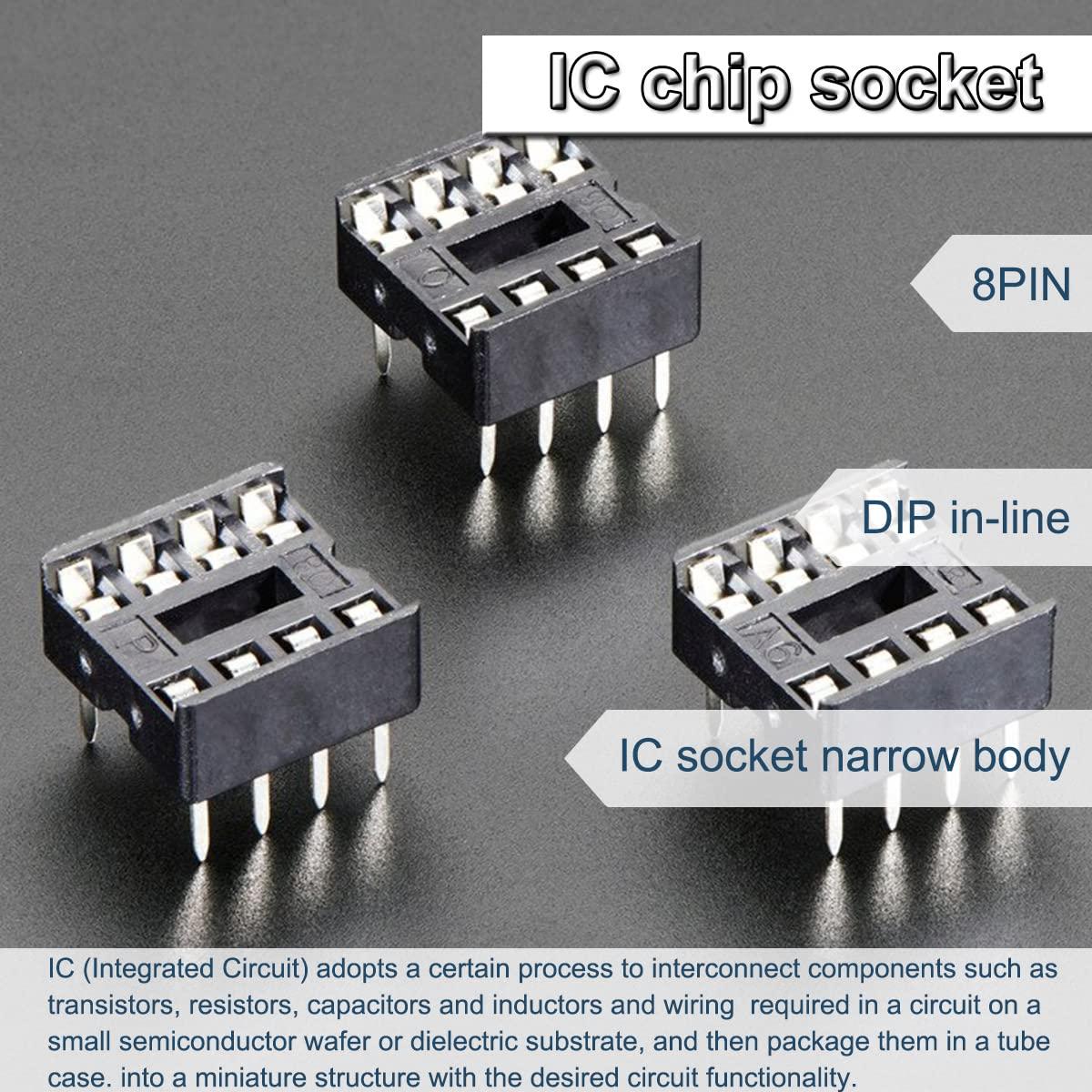 50 Adaptadores Zócalo IC 8 Pines DAOKAI 2.54mm para PCB