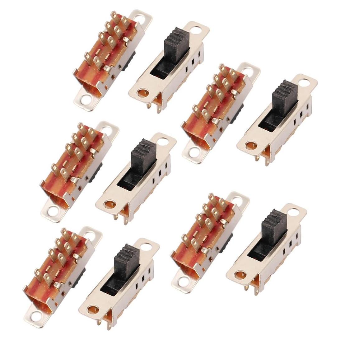 Micro Interruptor Deslizante DPDT uxcell 10 Piezas 2mm Panel
