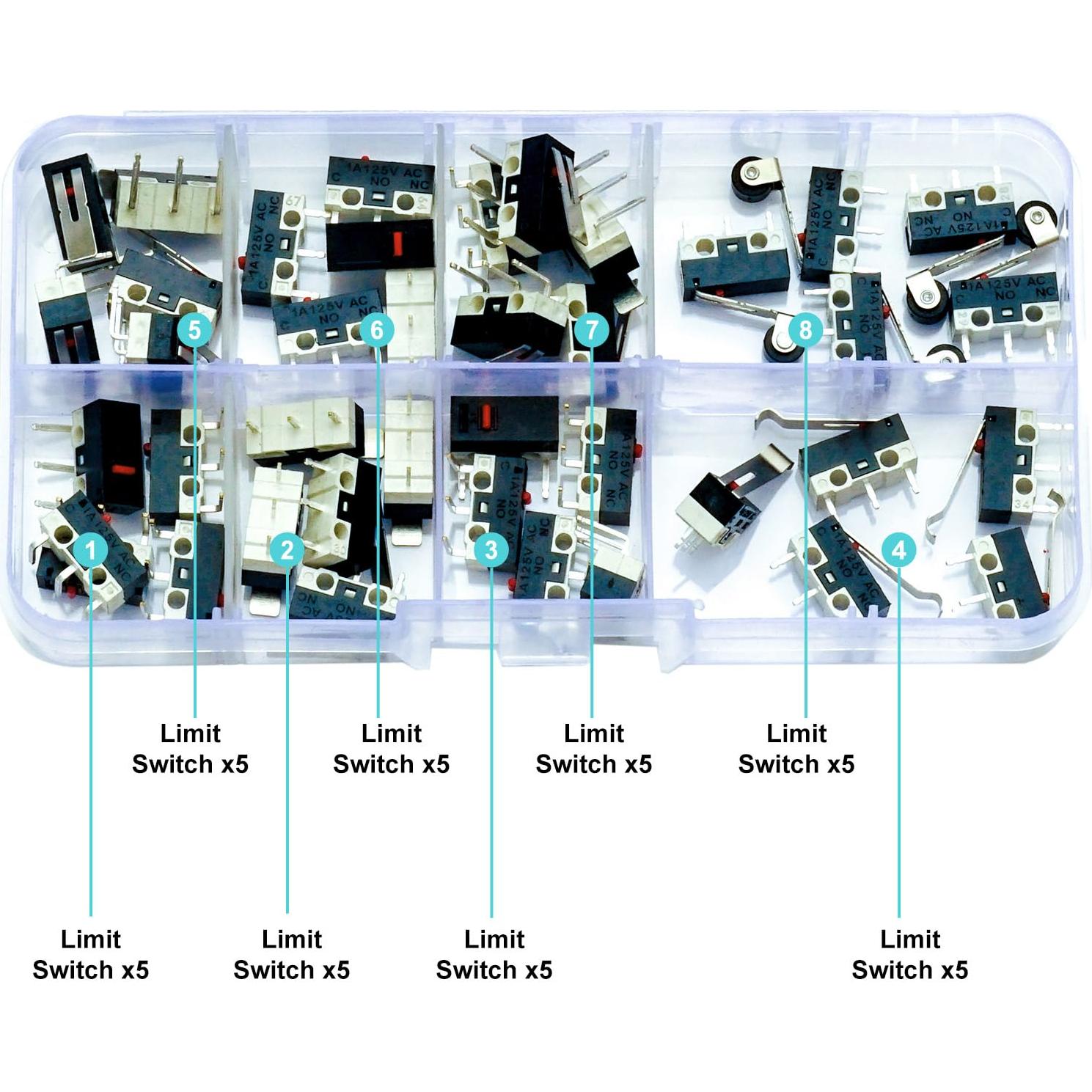 Kit de Interruptores de Límite Micro 40Pcs Kidisoii DIY