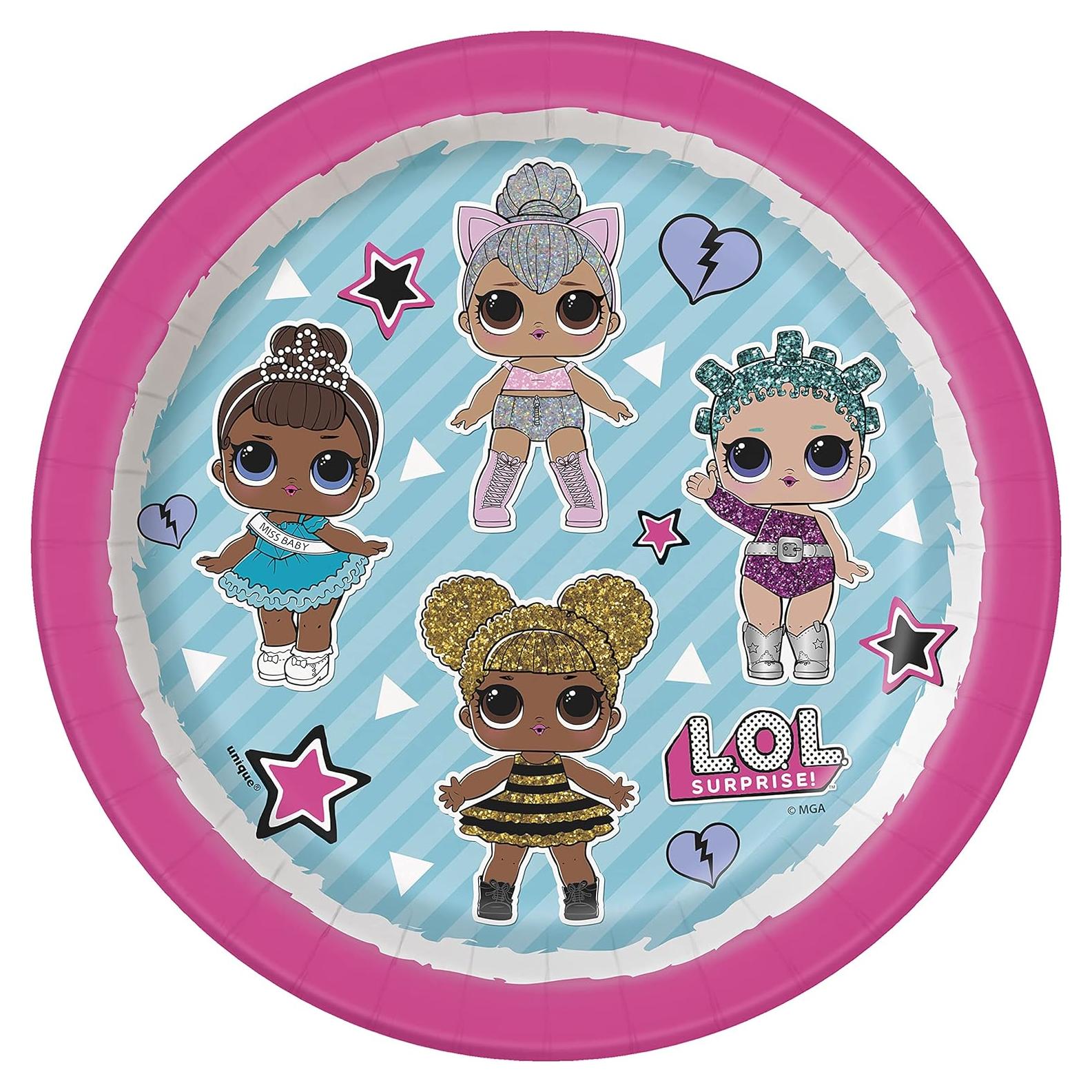 Platos de Postre de Papel LOL Surprise Multicolor 18cm - 8 Unidades