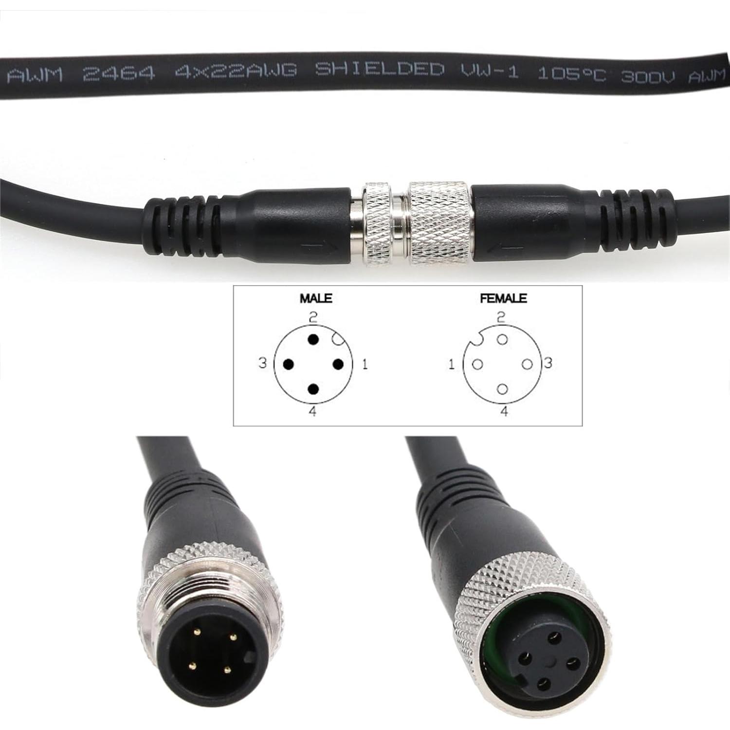 Cable de datos M12 a prueba de agua 50m 4 pines HangTon