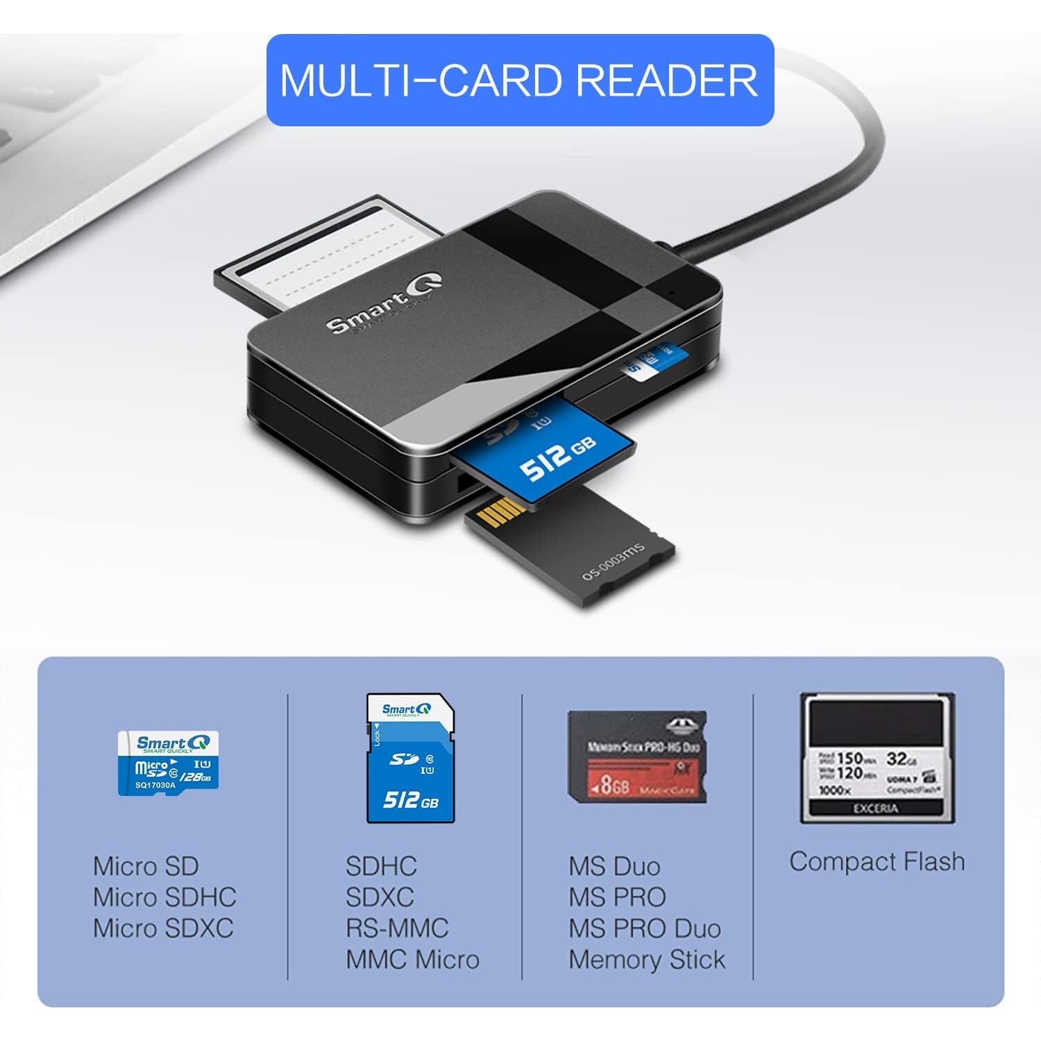 Lector de Tarjetas USB 3.0 SmartQ C368 - Compatible con SD y más