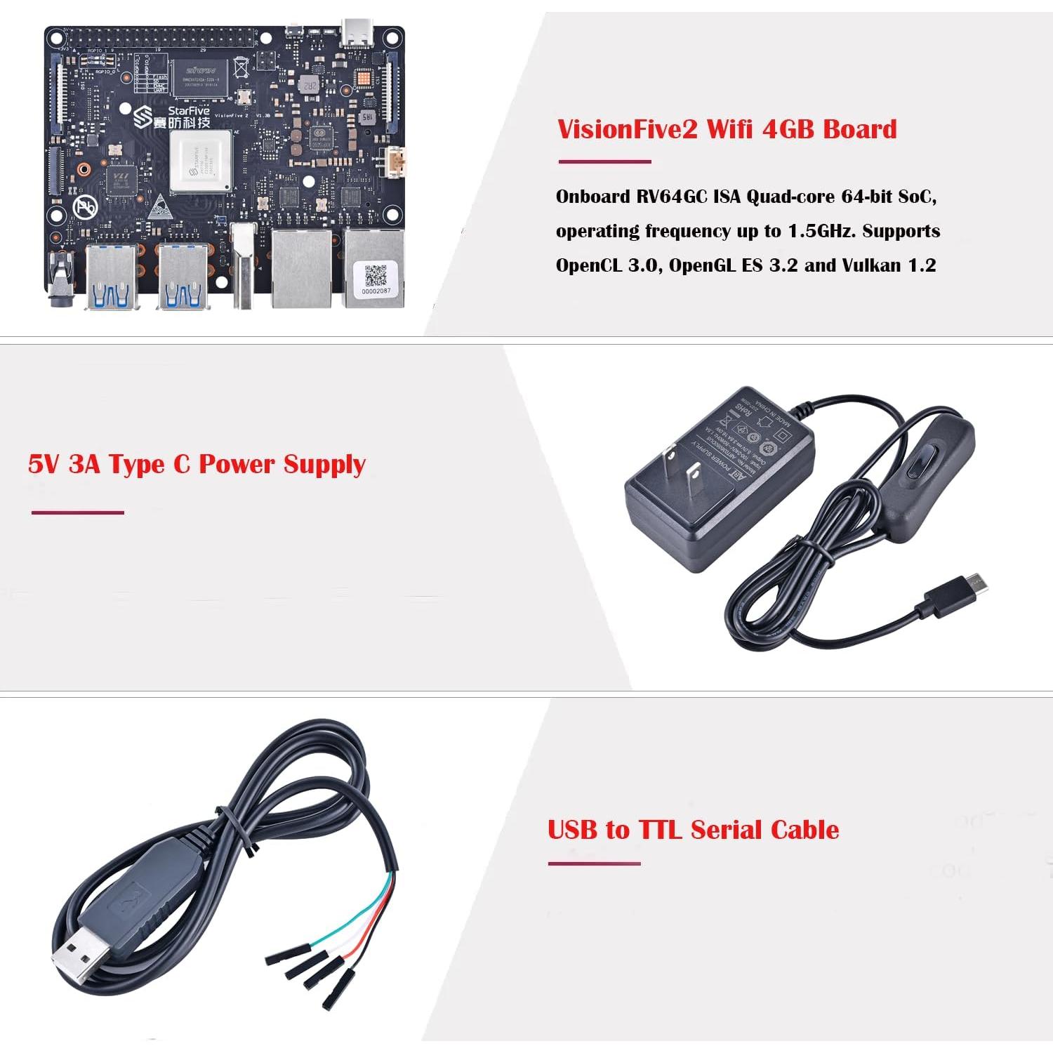 Kit de Inicio Computadora VisionFive2 RISC-V 4GB 64GB