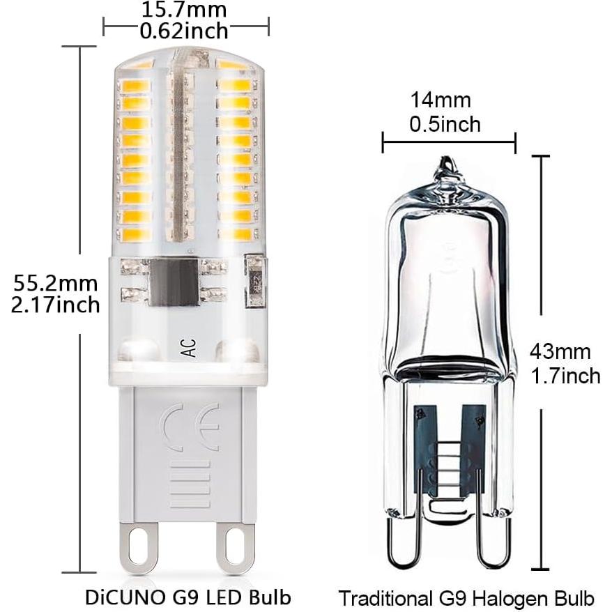 Bombilla LED G9 DiCUNO Regulable 3W 3000K Paquete de 10