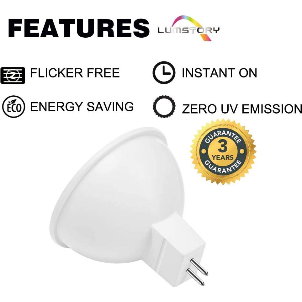 Bombilla LED MR16 12V LumStory 5W 450lm Blanco Cálido 10-Pack