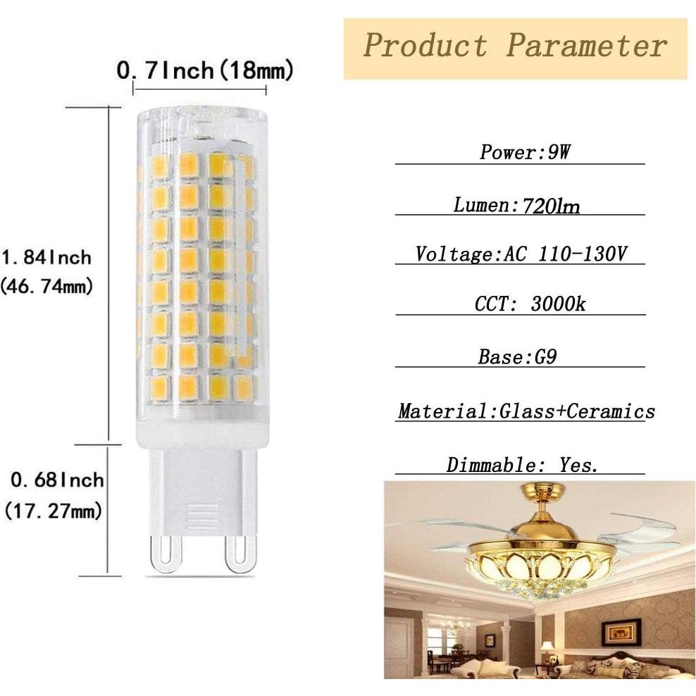 Bombilla LED G9 SYXKJ 7W 720lm Regulable Blanco Cálido 4 Pack