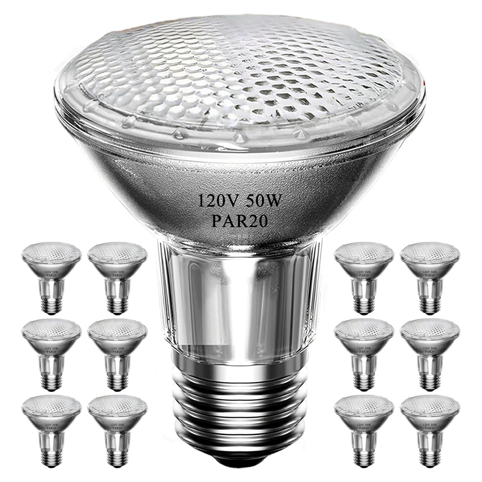 Bombillas Halógenas PAR20 50W Lachesan 12PCS 2700K Regulables