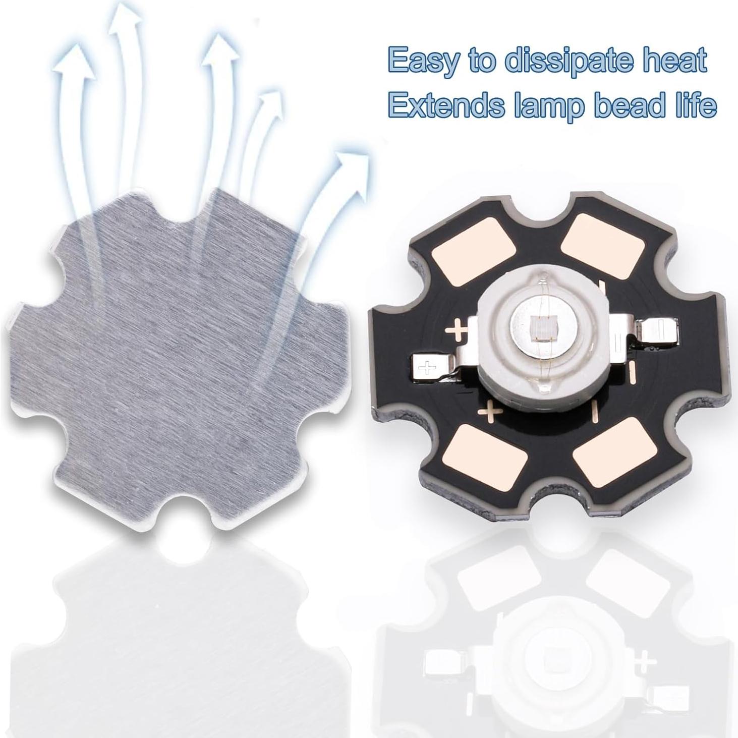 5 Chips LED Azul 3W con Placa de Aluminio 20mm - LEDGUHON