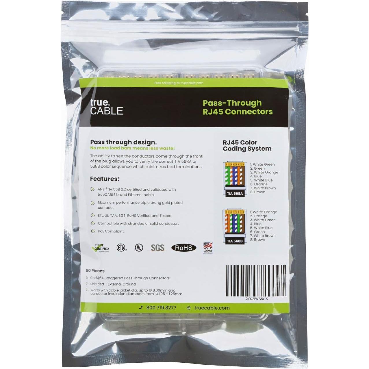 Conectores RJ45 Pasar a Través trueCABLE Cat6/6A 50 Piezas