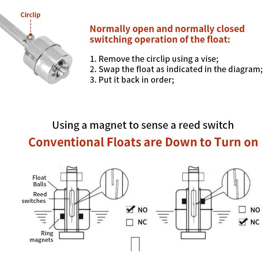 Sensor de Nivel de Agua BORDSTRACT Doble Bola 150mm Acero Inoxidable