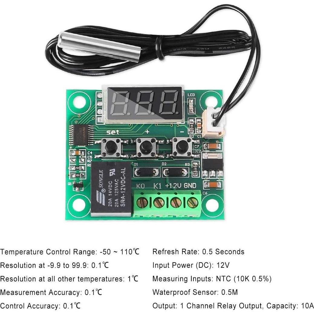 Controlador de Temperatura Digital AITRIP W1209 12V 3PCS -50 a 110°C