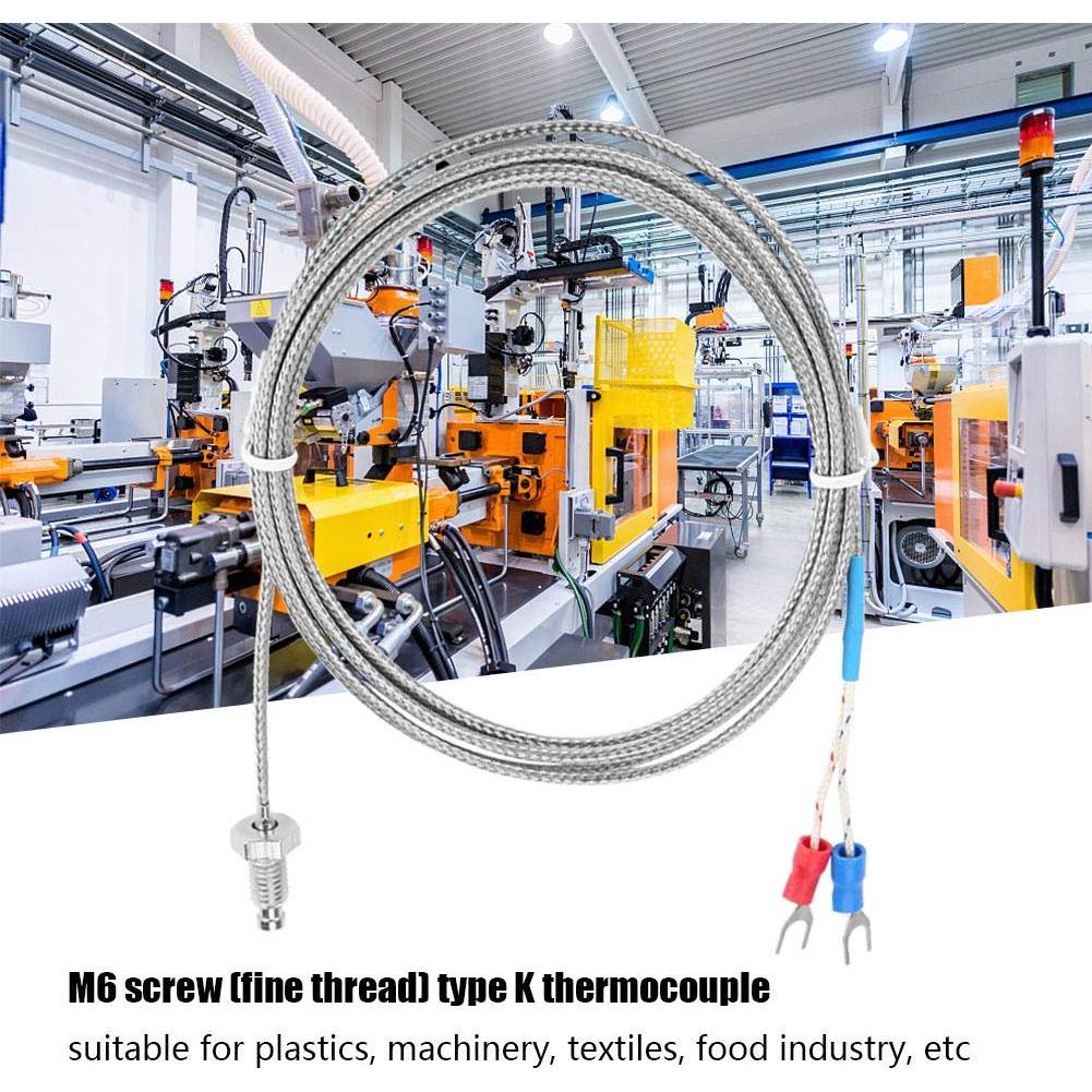 Termopar tipo K Wal front con tornillo M6 y cable 2m 0-400°C