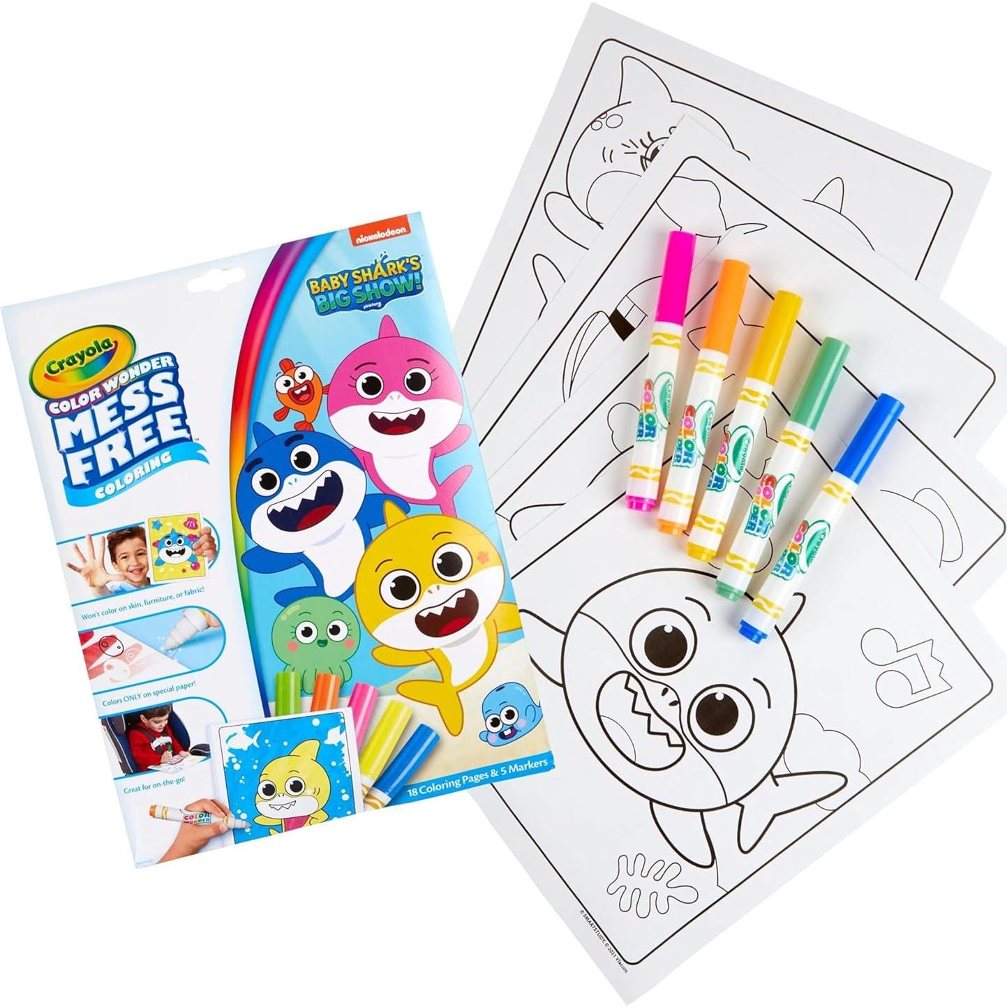 Crayola Baby Shark Color Wonder 18 Páginas y 5 Marcadores