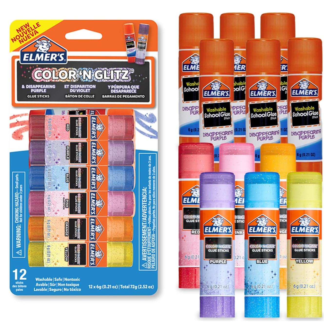 Pegatinas Color 'n Glitz Elmer, Lavables, 12 Piezas, 6 Colores